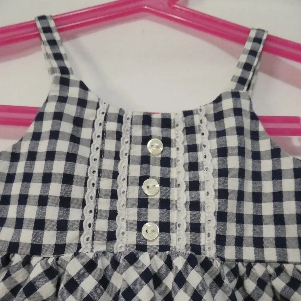 GIRANDOLA 24 months Made In Portugal Blue and White Checkered Summer Dress - Picture 4 of 16